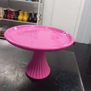 Boleira Neon Rosa Cerâmica Casa Dami Decor Fúcsia