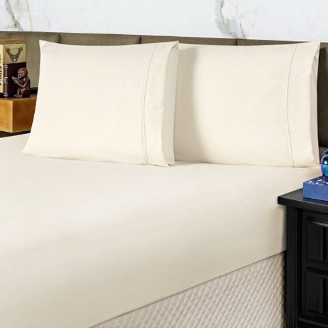 Jogo de Cama Lençol King Conforto Percal 300 Fios 3 Peças - Palha