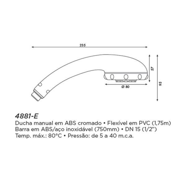Chuveiro Manual Flexível com Barra Eternit Especial 4881 - e 1/2" - 2