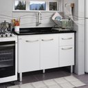 Ver imagem 3 de Balcão Flat de Cozinha para Pia 3 Portas 1 Gaveta Rorato Branco