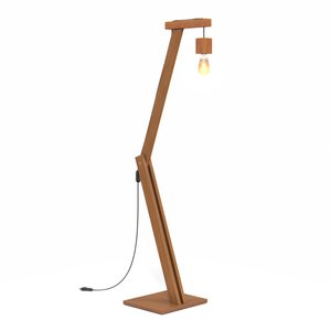 Luminária Articulada Chão Sala Escritório Base Madeira Mdf Design Contemporâneo