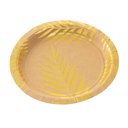 Ver imagem 1 de Prato Descartável Papel Craft Estampado Folha Dourada 10un Silverfestas