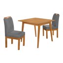 Ver imagem 1 de Conjunto Mesa Jantar 90x90 com 2 Cadeiras Blend Pés Madeira Maciça Sala Compacta - Cinza Escuro