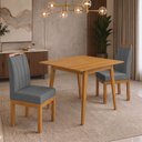 Ver imagem 3 de Conjunto Mesa Jantar 90x90 com 2 Cadeiras Blend Pés Madeira Maciça Sala Compacta - Cinza Escuro