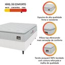 Ver imagem 5 de Cama Box Colchão Casal Espuma D33 Vangogh Pillow Top 138x188x67cm Linho Branco Hellen