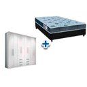 Ver imagem 1 de Cama Box Casal + Colchão D45 Cecina + Guarda Roupa Master 8.6 Branco