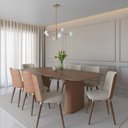 Ver imagem 1 de Conjunto Sala de Jantar Lintz Retangular com 8 Cadeiras Giratórias com Pés em Madeira Maciça Dakota