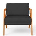 Ver imagem 6 de Kit 03 Poltronas Decorativa Para Sala Estar Pietra Estrutura De Madeira L02 Suede Preto - Lyam