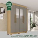 Ver imagem 7 de Guarda-Roupa com Pés e Espelho 4 Portas 3 Gavetas 100% MDF Veneza Cinza/Jequitibá/Granizo