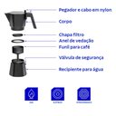 Ver imagem 5 de Cafeteira Espresso Italiana Tramontina em Alumínio Preto 320ml