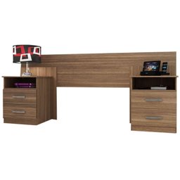 Cabeceira Casal Queen com Mesa de Apoio e 2 Gavetas Elegance Cor Marrom - 1