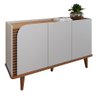 Aparador Buffet com 3 Portas e Pés de Madeira Maciça Off White Matte-freijo Off White Matte-freijo - 1