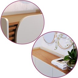 Aparador Buffet com 3 Portas e Pés de Madeira Maciça Off White Matte-freijo Off White Matte-freijo - 2