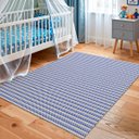 Ver imagem 2 de Tapete Sala Quarto Infantil 1,40 x 2,00m Artesanal Antiderrapante Chevron Moderno Rústico Azul