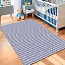Ver imagem 3 de Tapete Sala Quarto Infantil 1,40 x 2,00m Artesanal Antiderrapante Chevron Moderno Rústico Azul
