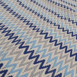 Tapete Sala Quarto Infantil 1,40 X 2,00m Artesanal Antiderrapante Chevron Moderno Rústico Azul - 4