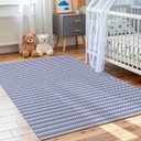 Ver imagem 1 de Tapete Sala Quarto Infantil 1,40 x 2,00m Artesanal Antiderrapante Chevron Moderno Rústico Azul