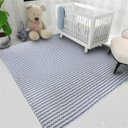 Ver imagem 2 de Tapete Sala Quarto Infantil 1,40 X 2,00m Artesanal Antiderrapante Chevron Moderno Rústico Azul