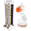 Ver imagem 1 de Kit Suporte para Xícaras Pires e Porta 40 Cápsulas Nespresso Aço Cromado Bancada