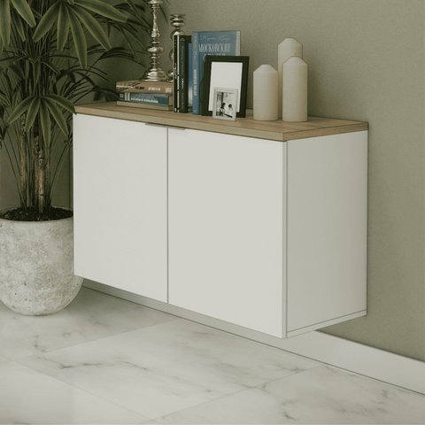 Balcão Multiuso 110cm x 65cm Nature Branco/Carvalho