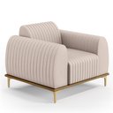 Ver imagem 3 de Kit 02 Poltronas Decorativas Base De Madeira e Pés D'Ouro Molino D02 Veludo Bege C-309 - Lyam