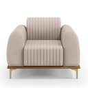 Ver imagem 6 de Kit 02 Poltronas Decorativas Base De Madeira e Pés D'Ouro Molino D02 Veludo Bege C-309 - Lyam