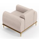 Ver mais imagens de Kit 02 Poltronas Decorativas Base De Madeira e Pés D'Ouro Molino D02 Veludo Bege C-309 - Lyam