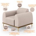 Ver imagem 4 de Kit 02 Poltronas Decorativas Base De Madeira e Pés D'Ouro Molino D02 Veludo Bege C-309 - Lyam