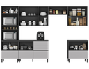 Ver imagem 5 de Cozinha Modulada 6 Peças 10 Portas 6 Gavetas Nicho 2FORNOS MDF Dodradiça Slow Motion Lúmina Itatiaia Cinza/Grafite/Fendi