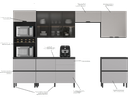 Ver imagem 6 de Cozinha Modulada 6 Peças 10 Portas 6 Gavetas Nicho 2FORNOS MDF Dodradiça Slow Motion Lúmina Itatiaia Cinza/Grafite/Fendi