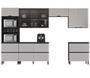 Ver imagem 3 de Cozinha Modulada 6 Peças 10 Portas 6 Gavetas Nicho 2FORNOS MDF Dodradiça Slow Motion Lúmina Itatiaia Cinza/Grafite/Fendi
