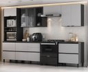 Ver imagem 1 de Cozinha Modulada 6 Peças 10 Portas 6 Gavetas Nicho 2FORNOS MDF Dodradiça Slow Motion Lúmina Itatiaia Cinza/Grafite/Fendi
