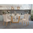 Ver imagem 1 de Mesa 1,70 Apogeu com Vidro e 6 Cadeiras Apogeu Amendoa Clean/off White Lopas