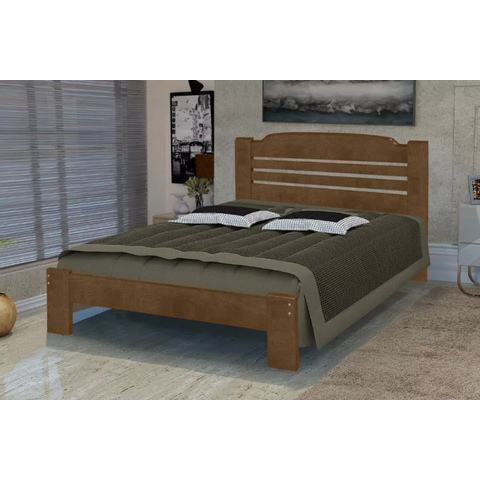 Cama Queen Size Dubai de Madeira Maciça Angelim Pedra/Tauari Imbuia