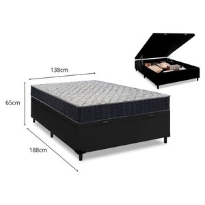 Cama Box Baú Casal Preto + Colchão de Espuma D45 - Ortobom - Airtech 150 60x138x188cm