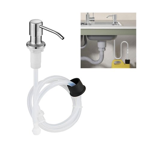 Dispenser Sabao Detergente Liquido Mangueira Flexivel Embutir Pia Cuba Banheiro Cozinha Suporte Bico