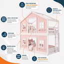 Ver imagem 4 de Beliche Infantil Montessoriano Casinha Dos Sonhos com Fechamento Inferior em Madeira Maciça Rosa/