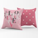 Ver imagem 1 de Par de Capas de Almofadas Estampadas Love Rosê 45cm X 45cm para Quarto