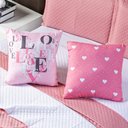 Ver imagem 2 de Par de Capas de Almofadas Estampadas Love Rosê 45cm X 45cm para Quarto