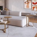 Ver imagem 5 de Kit Mesa Centro e Lateral Chanfrada Pes Metal Dourado Hanover Artesano