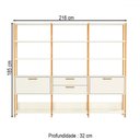 Ver imagem 3 de Estante para Livros 2 Portas 2 Gavetas 100% Mdf E93 Off White/freijó/gold - Pradel