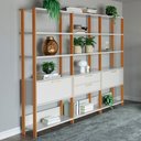 Ver imagem 1 de Estante para Livros 2 Portas 2 Gavetas 100% Mdf E93 Off White/freijó/gold - Pradel