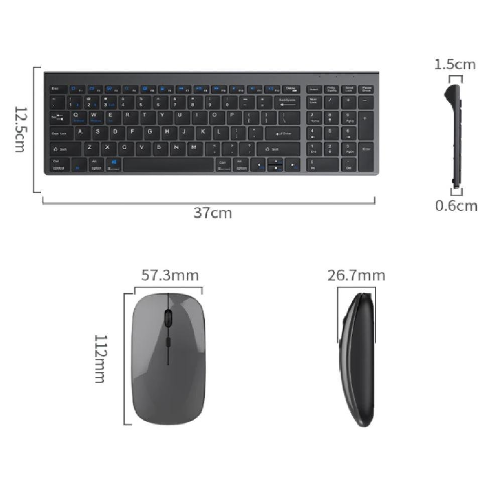 Kit Teclado e Mouse Sem Fio 2.4g Ultra-Fino Recarregável DW-8078 - 4