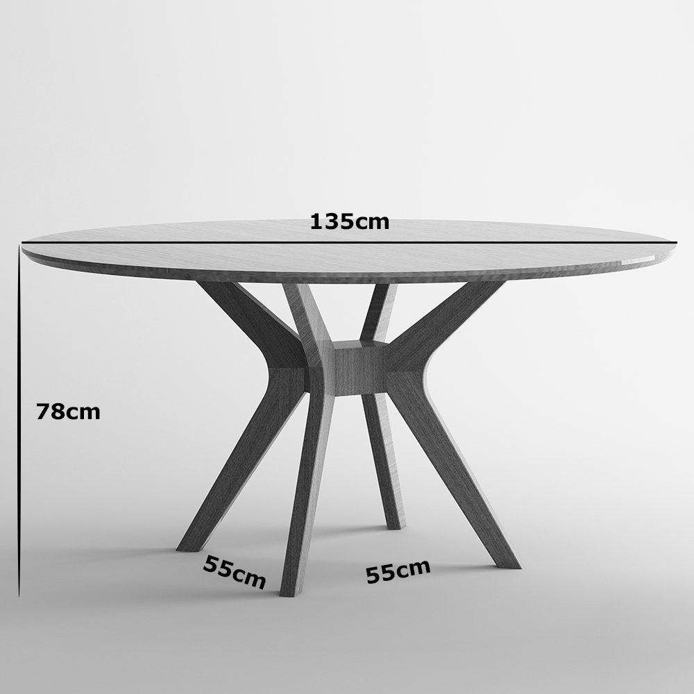 Mesa de Jantar Redonda Madeira com Vidro Orion - Branco/imbuia:135cm - 4