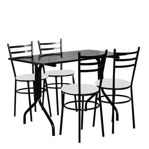 Conjunto Mesa Retangular 70x120cm Preta com 4 Cadeiras Epoxi