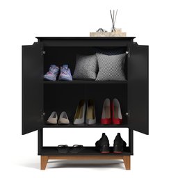 Sapateira Hall Vertical com 2 Portas Flow para Entrada ou Quarto - Apartamento ou Casa - Preto - 8