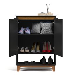 Sapateira Hall Vertical com 2 Portas Flow para Entrada ou Quarto - Apartamento ou Casa - Preto - 7