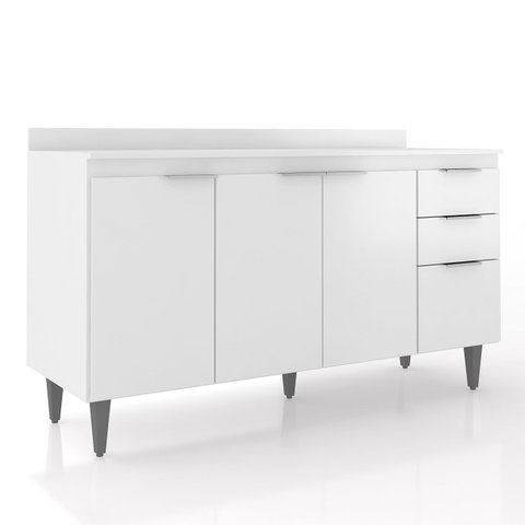 Balcão de Cozinha com Tampo 150cm Pérola Branco Z34 - Mpozenato