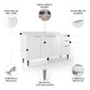 Ver imagem 3 de Balcão de Cozinha com Tampo 150cm Pérola Branco Z34 - Mpozenato