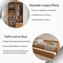 Ver imagem 4 de Kit Quarto Bicama Duo + Cama Auxiliar + Guarda-Roupa Paris 4 Portas Casal Nature Off White